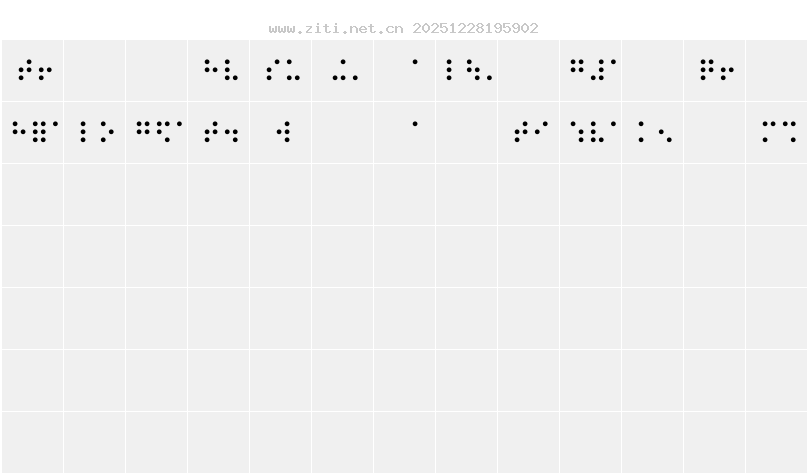 Alibaba Health Font2.0Braille D字符映射圖