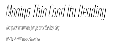 Moniqa Thin Cond Ita Heading.otf字體轉換器圖片