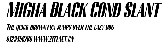 Migha Black Cond Slant.otf字體轉換器圖片