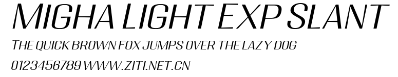 Migha Light Exp Slant.otf字體轉換器圖片